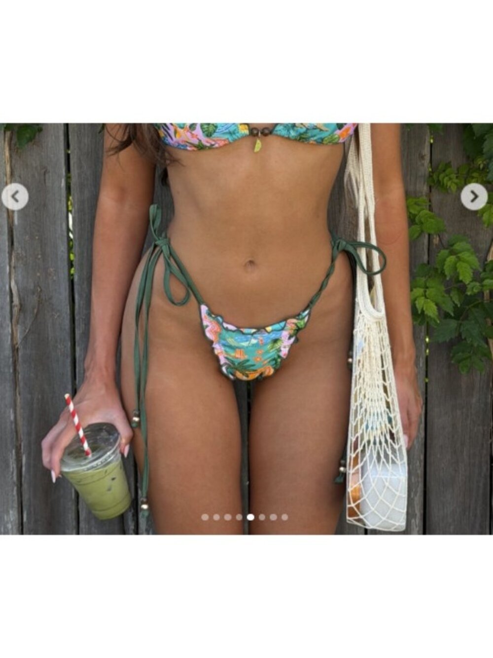 Kulani Kinis Lettuce Edge Bikini Tie Swim Bottom Sunlit Spritz ( L )